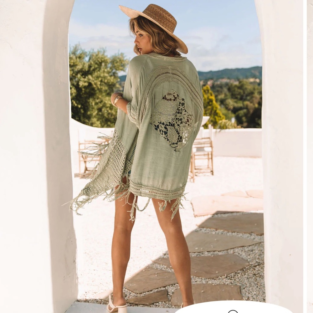 Madrid cotton knit crochet fringe kimono